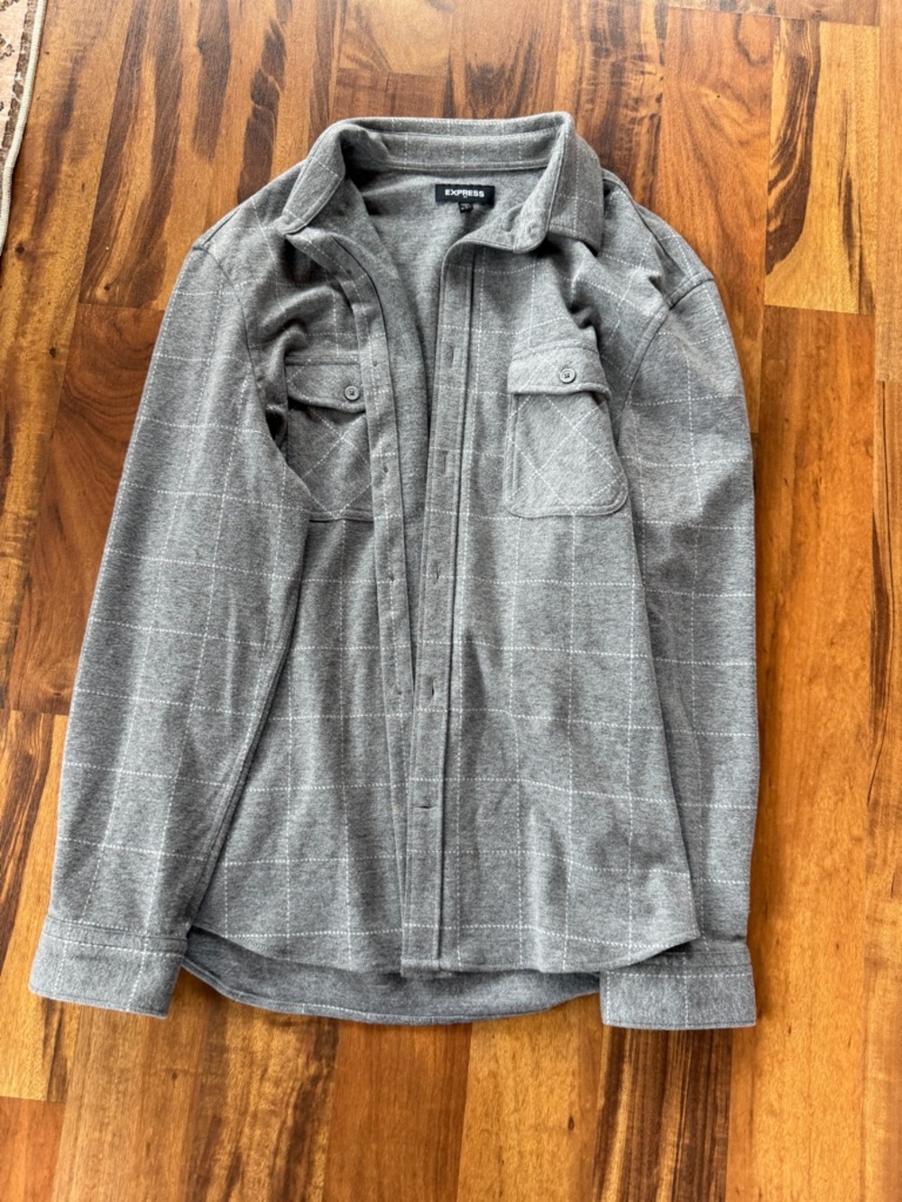 Express Men’s Gray Long Sleeve Shirt Jacket